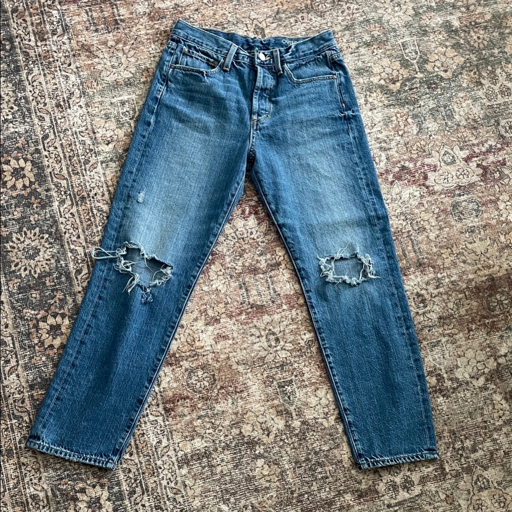 Outerknown High-Rise Distressed Blue Jeans